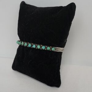 Vintage LJ Lonasee Sterling Silver and Turquoise Nugget Bracelet